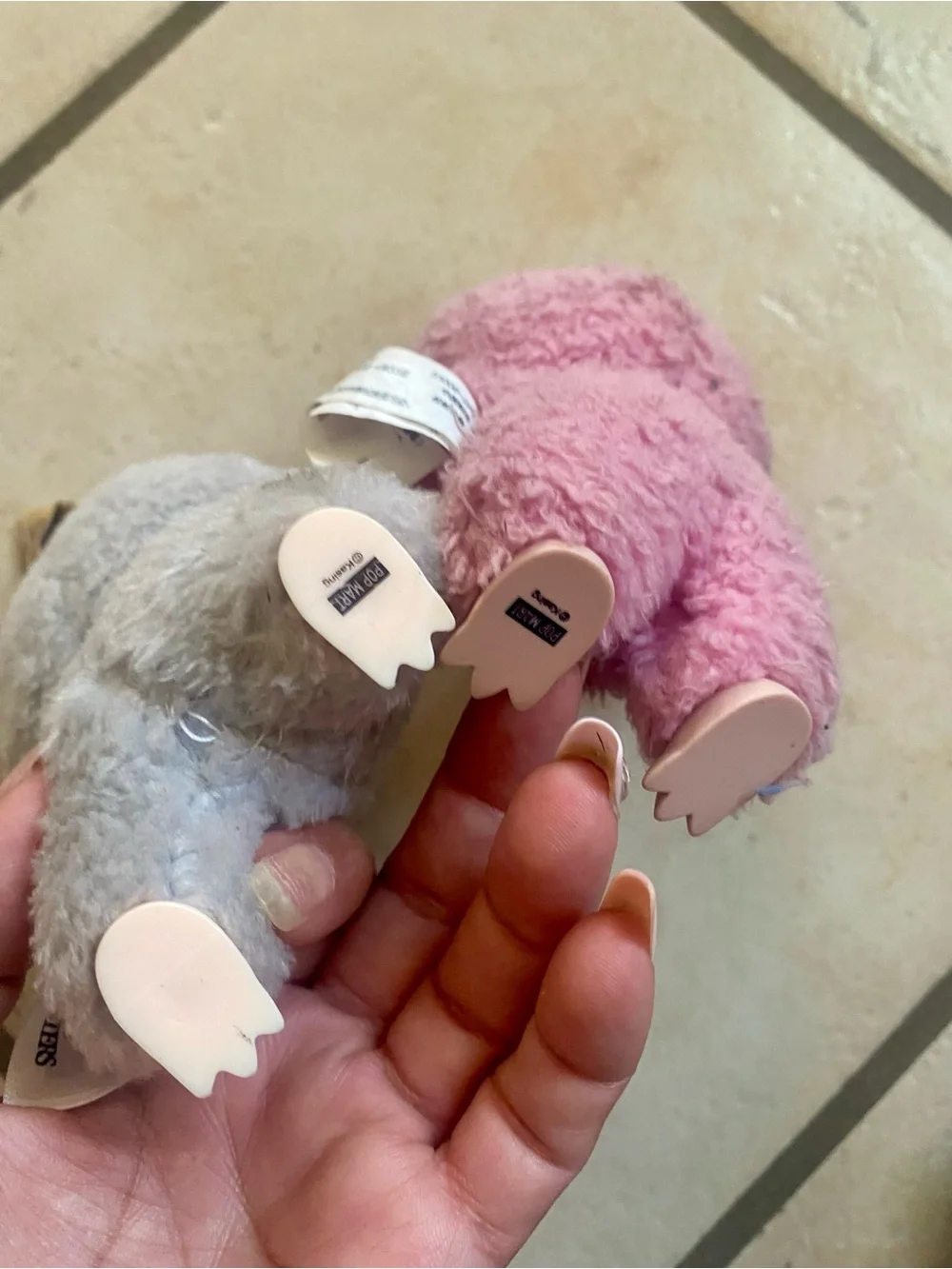 Plush Keychain Duo - Gray and Pink Small Pets Plush